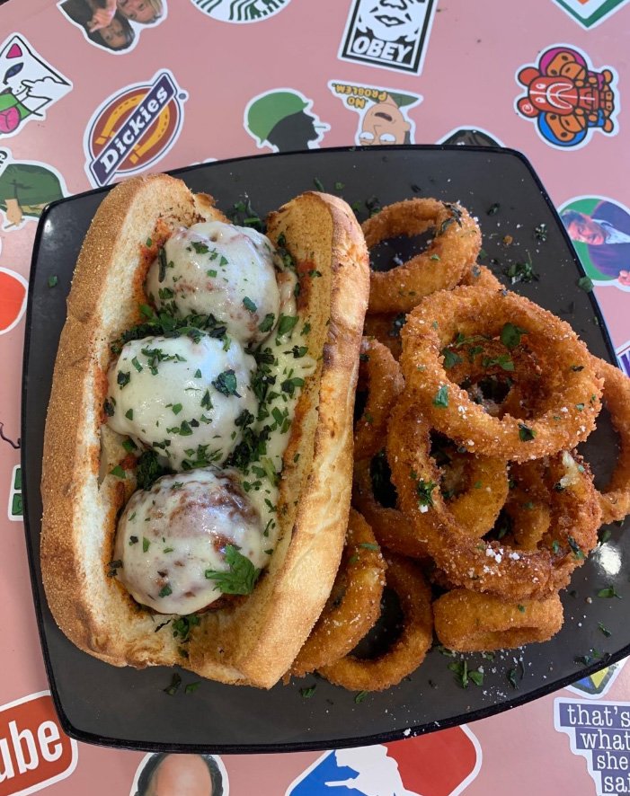 Phat Meatball Sub with Onion Rings